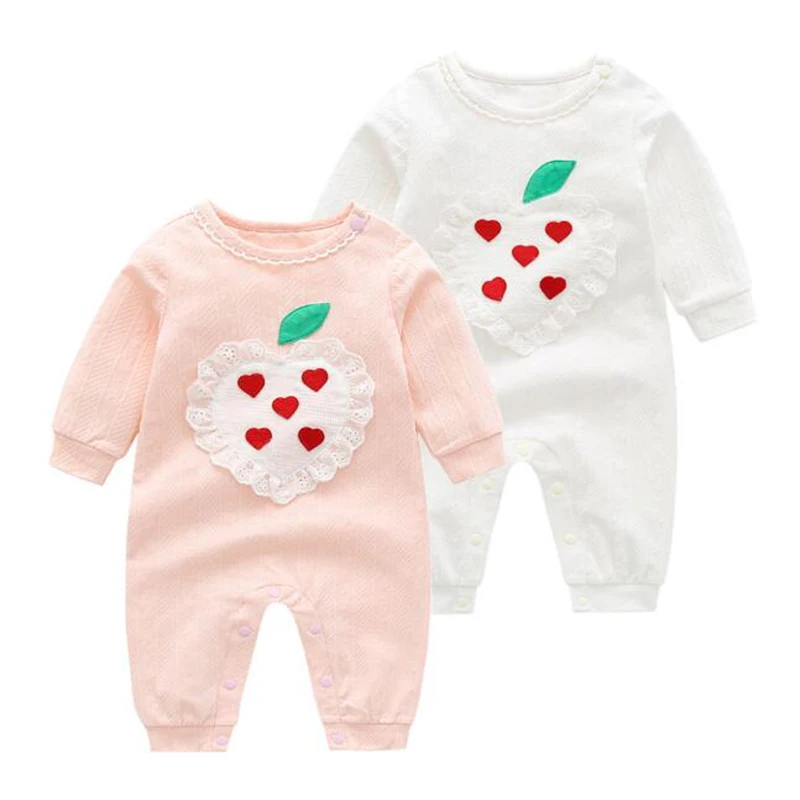 Sweet Newborn Kids Baby Girls Loving Heart Jumpsuits Clothes Spring Infant Kids Baby Girls Rompers Long Sleeve Children Rompers