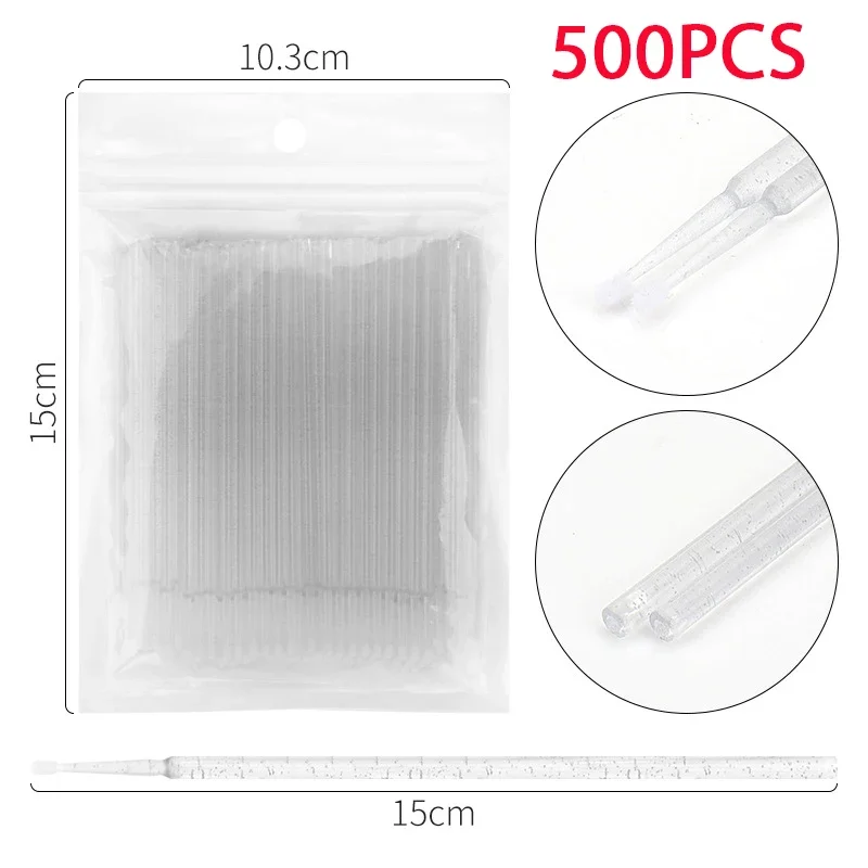 500/1000PCS Wimper Reinigingsborstel Zeer Kleurrijke Kristallen Borstel Wimper Micro Borstel Makeup Clean Remover Tool Groothandelaar