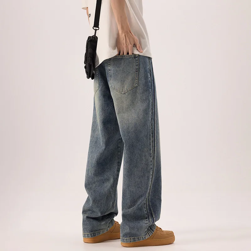 ฤดูใบไม้ผลิอเมริกัน High Street หลวมกางเกงยีนส์ขาตรงเยาวชนแฟชั่นโชว์แสดง High Tide แบรนด์ Retro Casual กางเกงขากว้าง