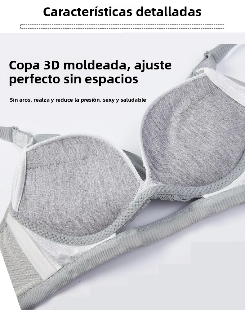 Conjunto de sujetador y bragas finos y sin costuras para mujer, con ajuste inalámbrico, efecto realce de pecho plano, para ve...