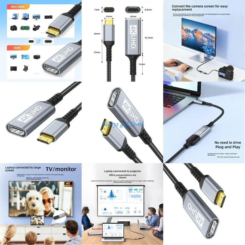 

C7AB Mini HDTV To HDTV Adapter 60Hz Gold Plated Connector For Camera Monitor