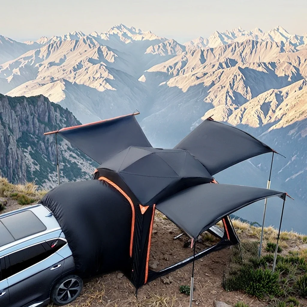 Quick-open One Bedroom Soft Top Car Roof Hydraulic Tent Extension Canopy Waterproof Oxford Summer Sunshade for Camping！