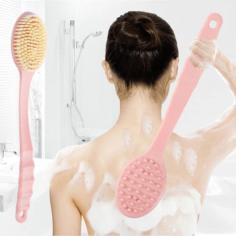 1pc Back Body Bath Shower Cleaning Brushes Bath Brush Long Handle Exfoliating Scrub Skin Massager Exfoliation Bathroom Brush