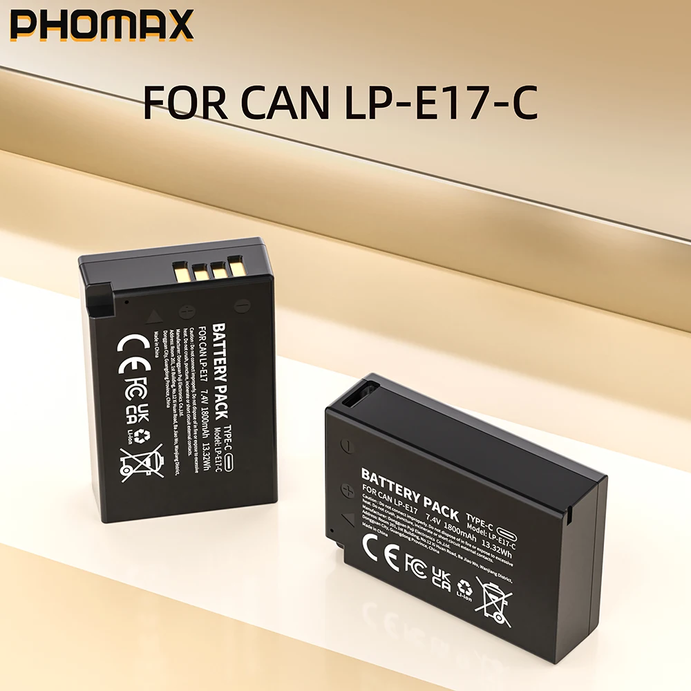 PHOMAX LP-E17 LPE17 LP E17 Camera Battery+Type-C Cable For Canon EOS R8 RP R50 200D 250D M3 M5 M6 750D 760D T6s 800D 8000D 77D