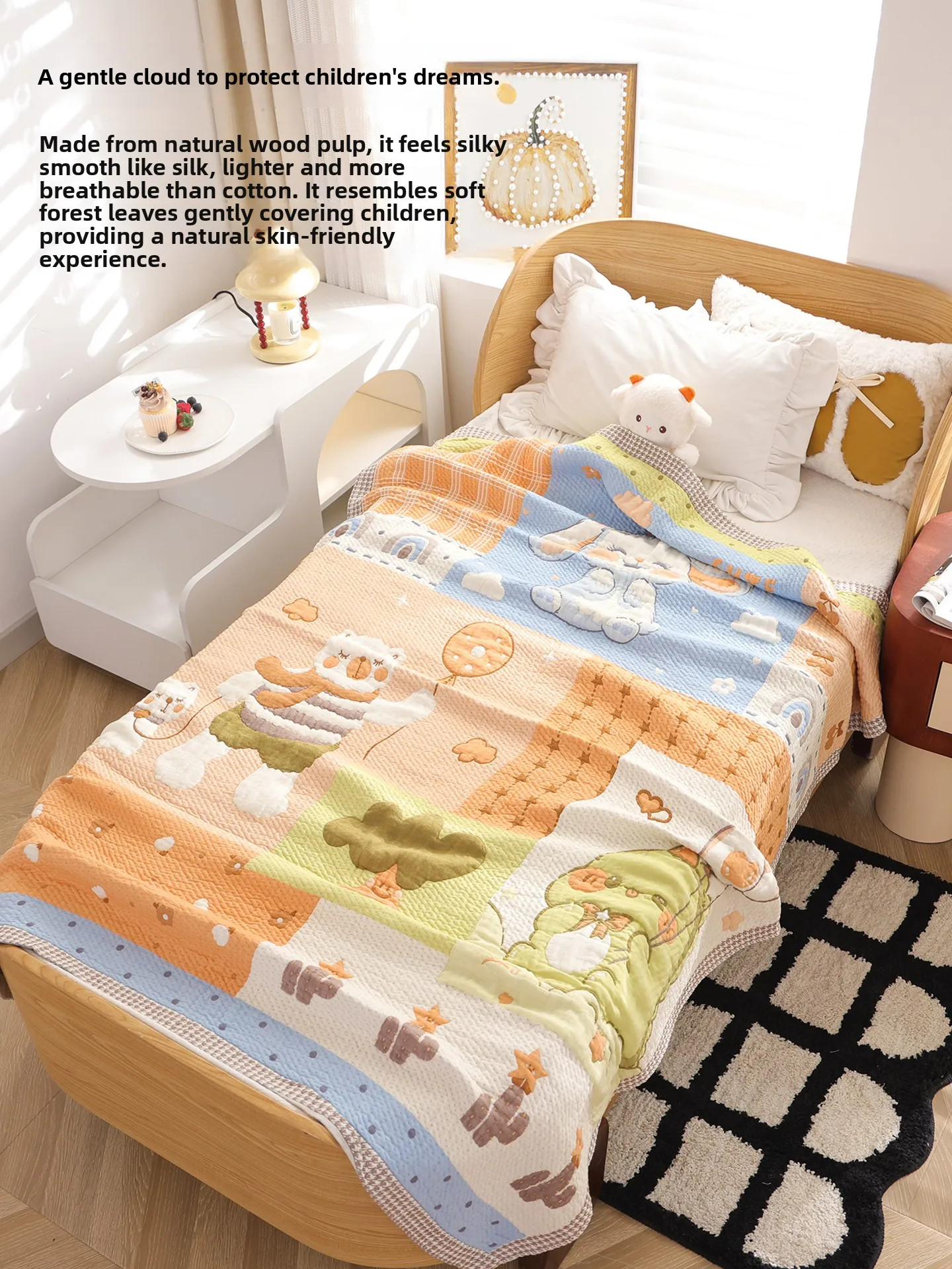 

Breathable Absorbent Children's Towel Blanket Cold Sensation Cartoon Design Summer Cool Blanket Maternity Level Comforter