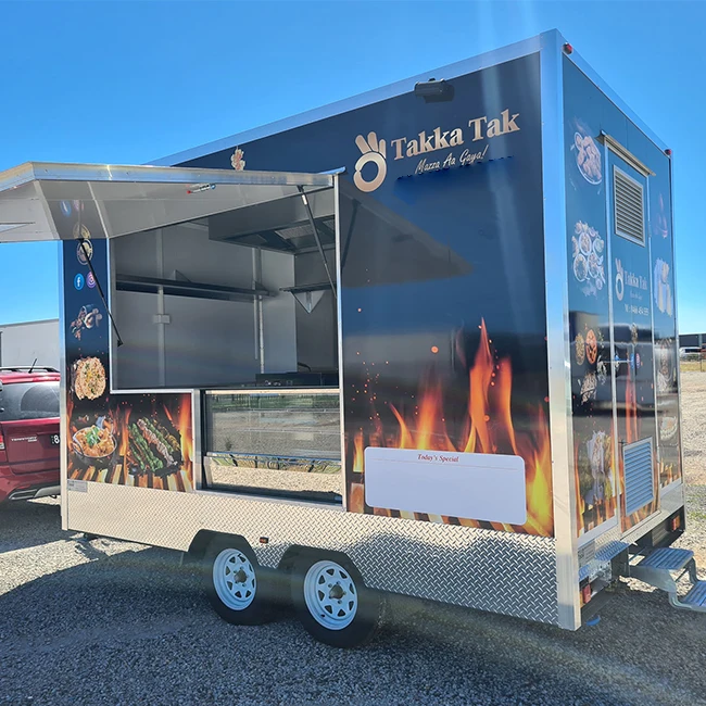 Custom Full Kitchen Mobile Food Trailer BBQ Fast Food Pizza Truck Turnkey Setup NSF Approved Stainless Steel Countertops Sale