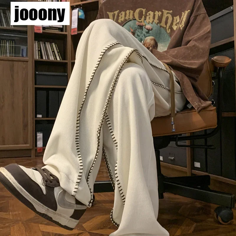 ربيع الخريف Harajuku تنوعا Sweatpants جديد الذكور الكورية موضة الرجال الهيب هوب سراويل تقليدية فضفاضة مستقيم واسعة الساق بنطلون
