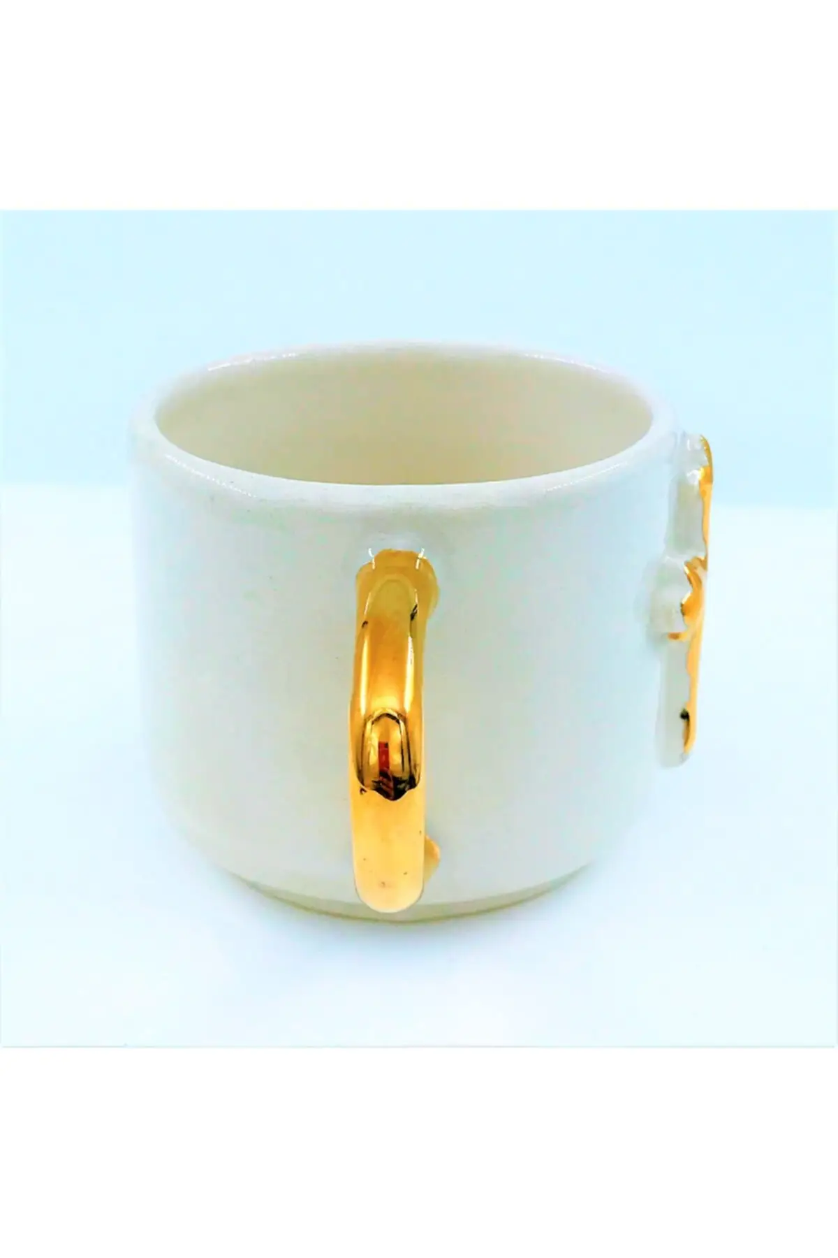 DOLBOVI 24 sterling gold embroidered cross figured handmade double turkish coffee cup 180 ml