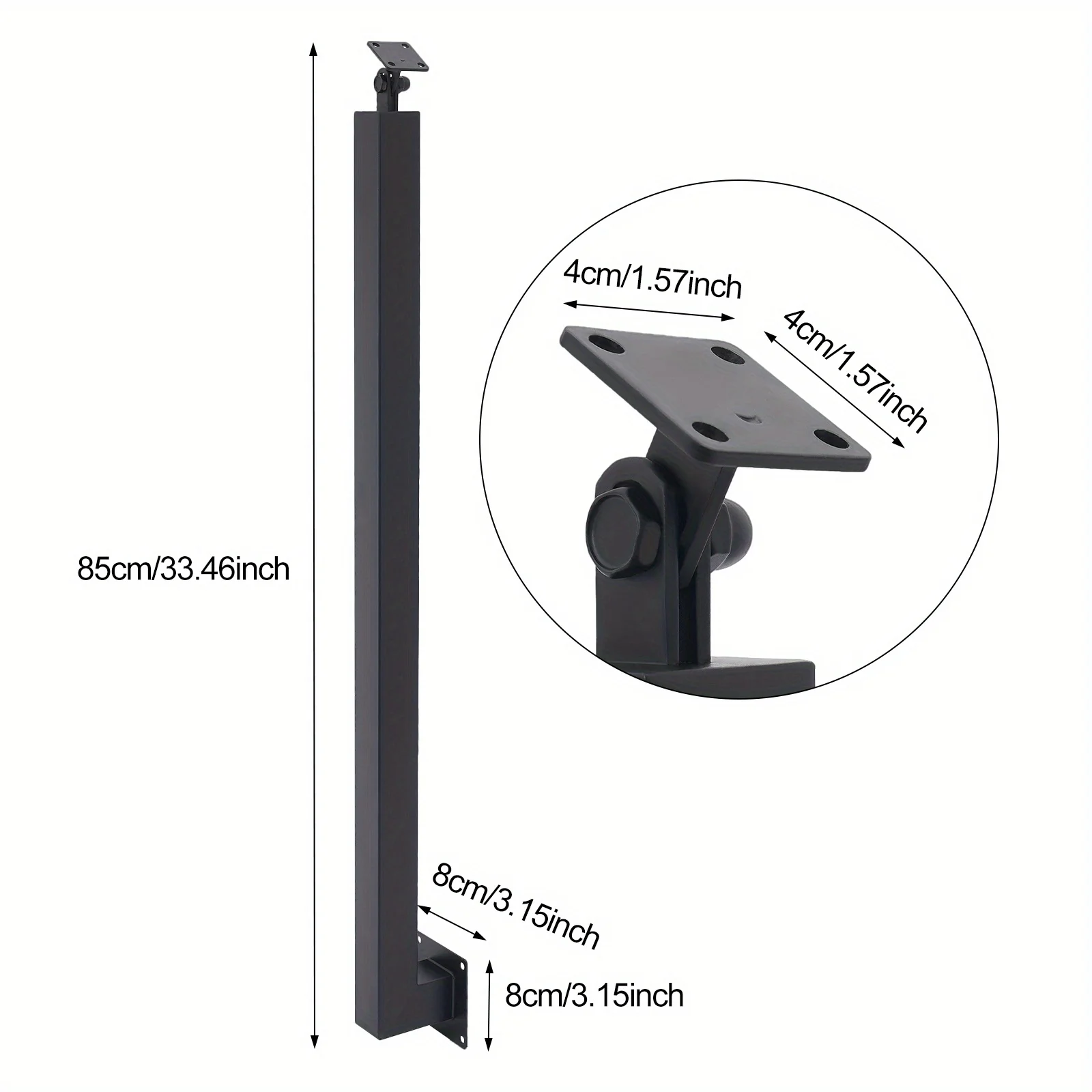 4 Pieces of 85cm Stair Railing Side Installation - Black, , , Suitable for Staircases, Villas, Entrances, Corridors