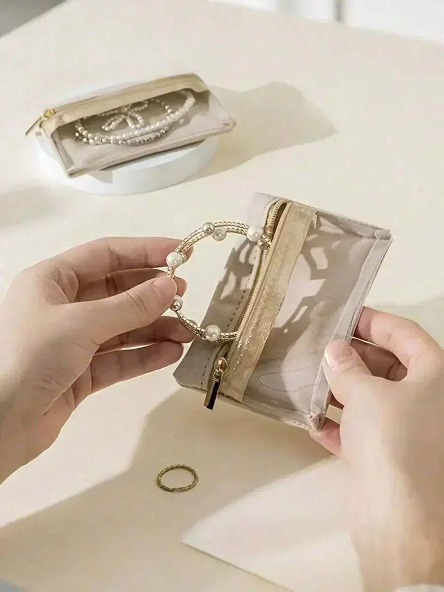 1pc Portable Jewelry Box, Earrings, Earrings, Necklace, Jewelry Bag, Storage Bag, Ring Bracelet, Travel Jewelry Storage Bag