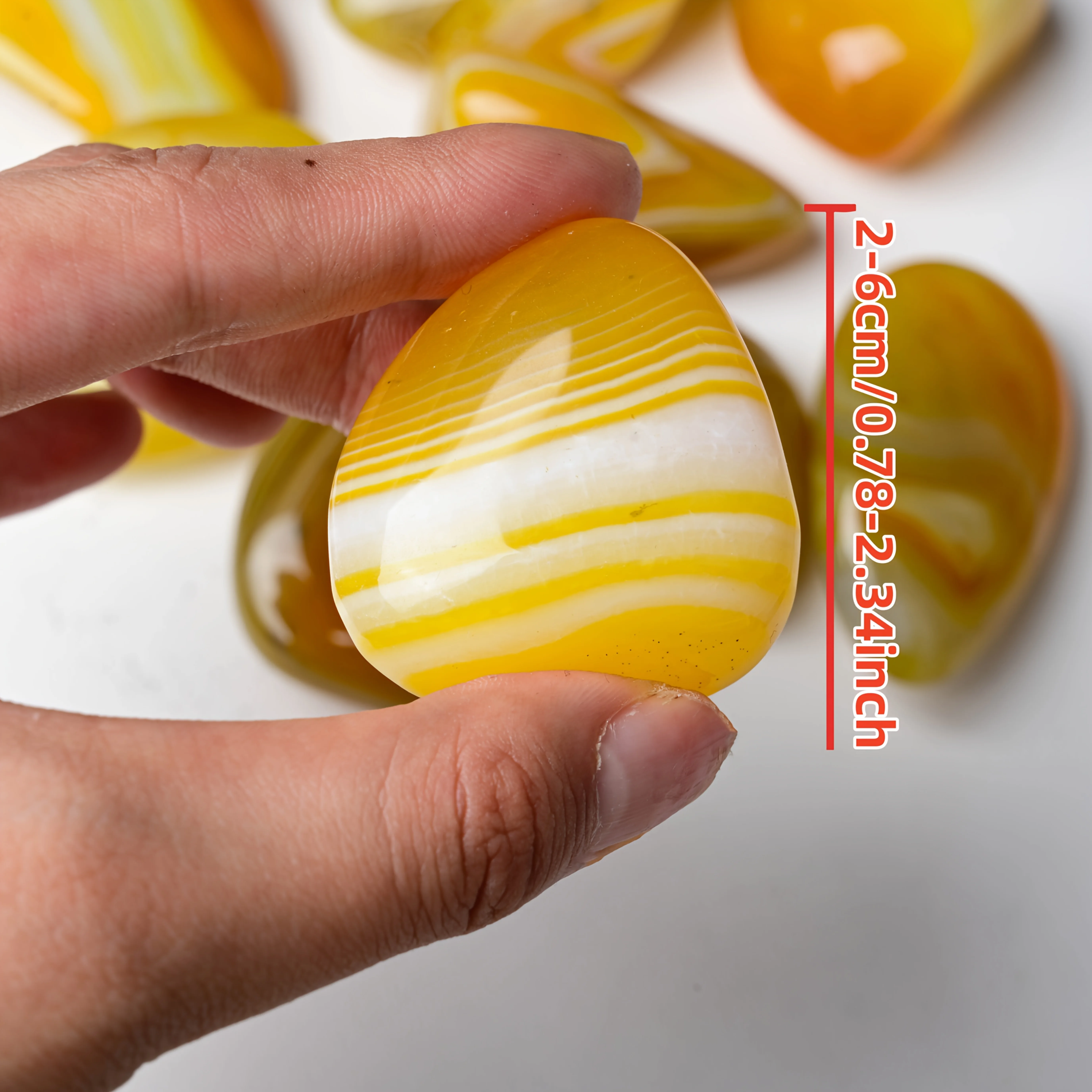 Natural Yellow Agate Palm Stone Polished Crystal Worry Stone Gemstone Specimen Home Decor Collection Gift