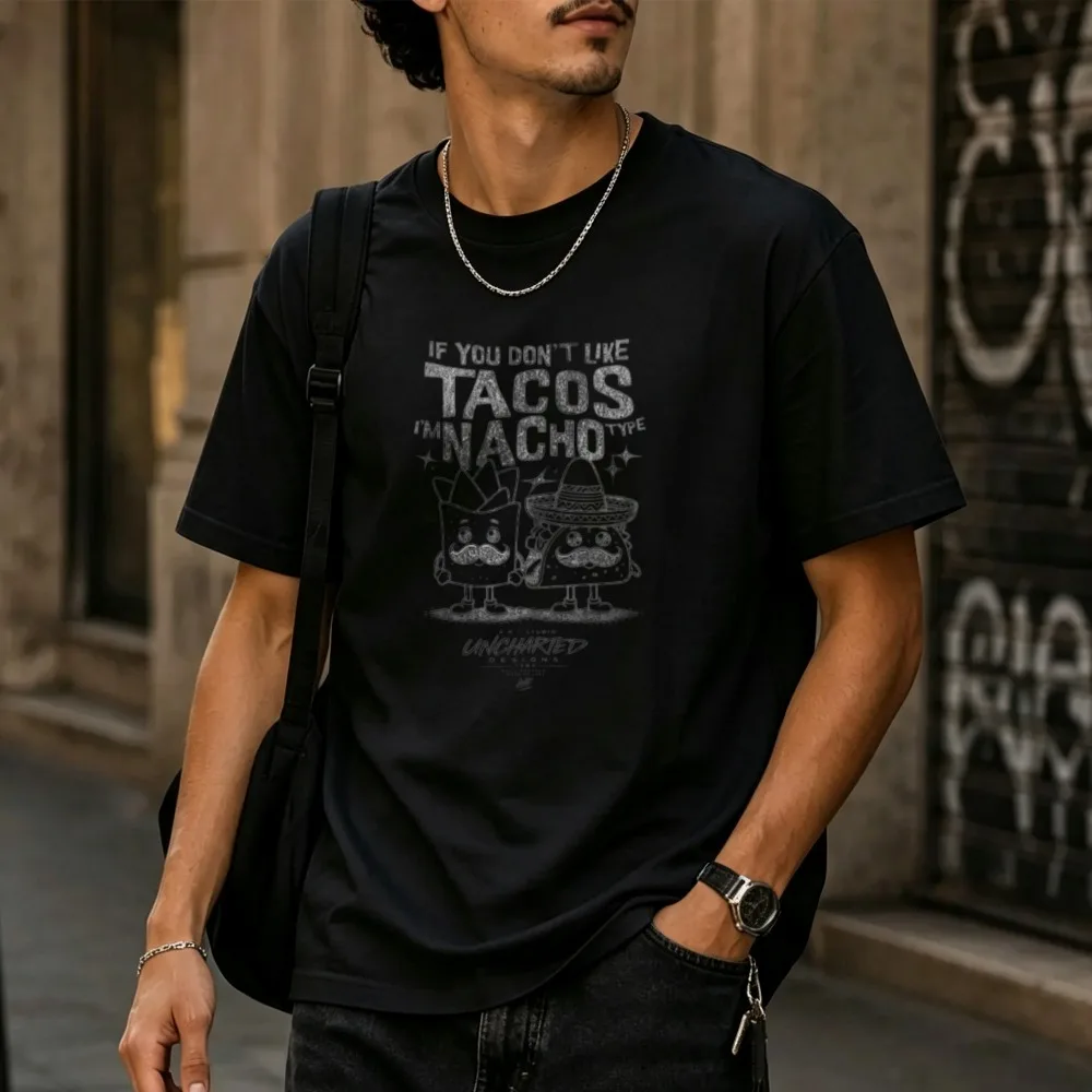 Funny Mexican Food Graphic Cotton Tee Taco Nacho Humor Crew Neck Short Sleeve Slim Fit  Harajuku Streetwear Graphic T Shirts Top