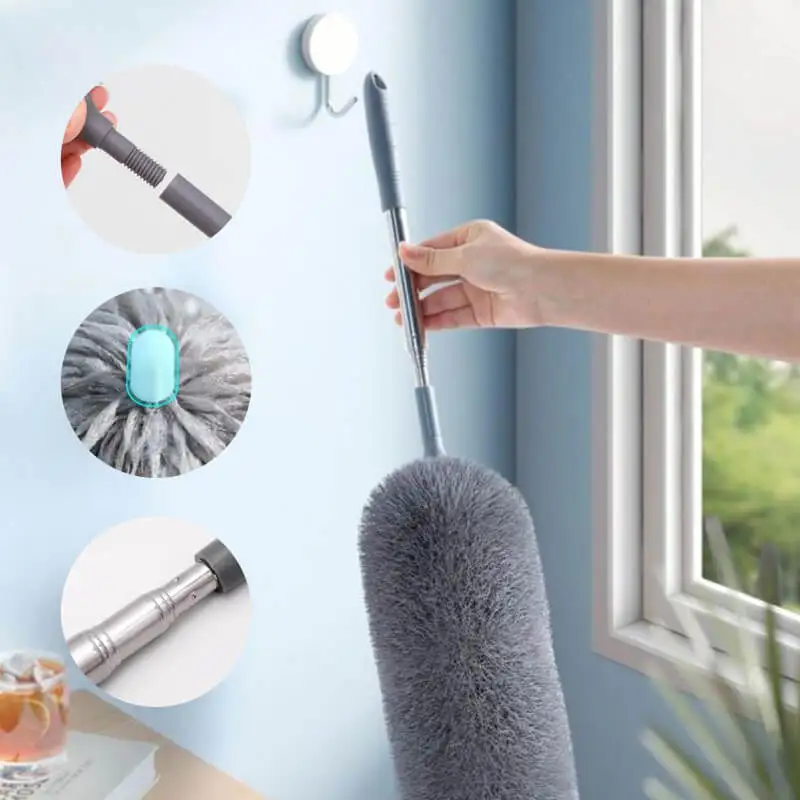 Extra Long Extendable Microfiber Duster Cleaner Brush Telescopic Ceiling Lamp Dust Removal Dusters Home Cleaning Tools