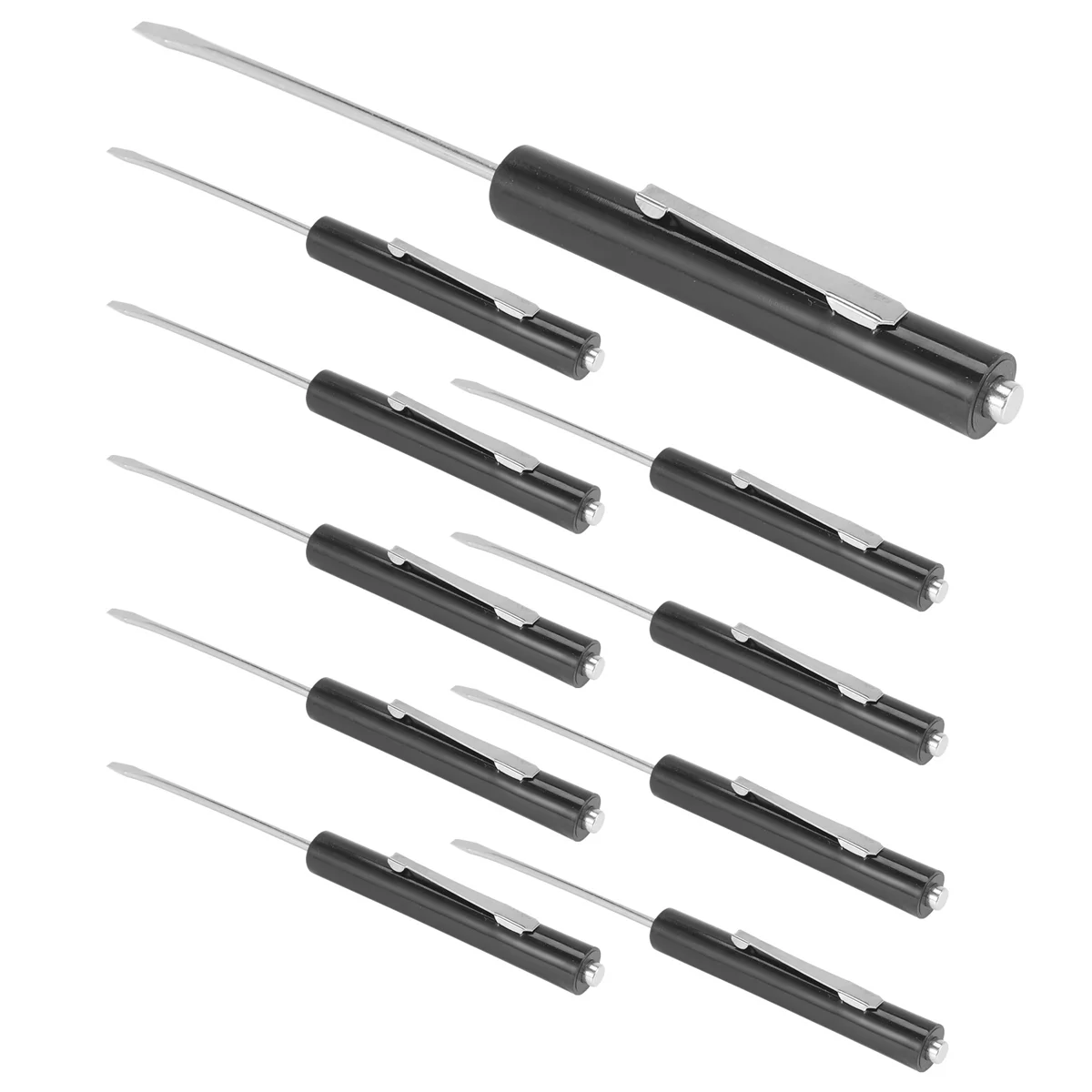 10 Pieces Pocket Screwdriver Mini Tops and Pocket Clips Pocket Screwdriver Magnetic Slotted Pocket Screw Driver