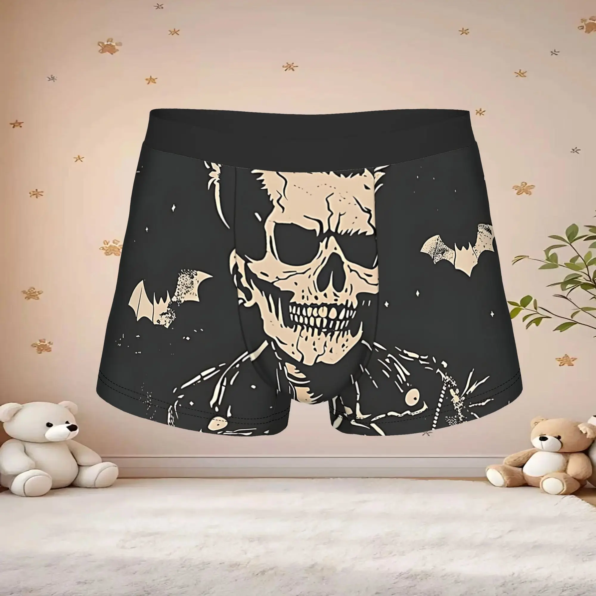 1pc Popular Skeleton Biker Party Print boxers  adults  Breathbale Panties Men's Underwear Print Shorts Boxer Briefs