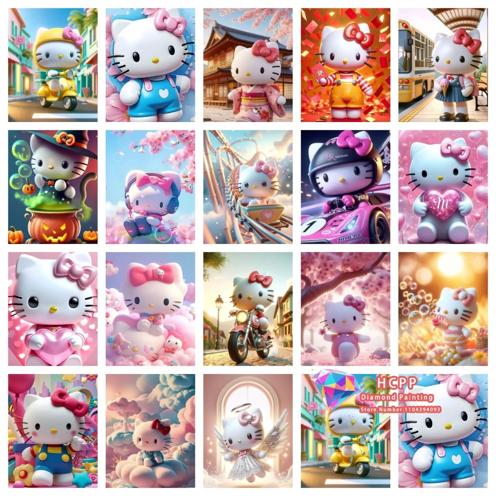 

Hello Kitty Sanrio Square Round Diamond Painting Kit 5D DIY Cross Stitch Handmade Art Gift Crafts Home Decor Festival Gift