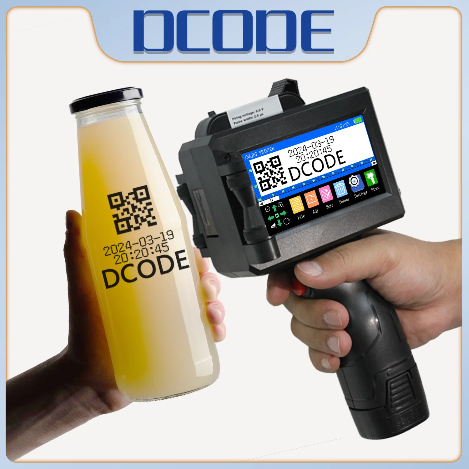 DCODE 1750PLUS-1 25.4 مللي متر طابعة نافثة للحبر محمولة طابعة TIJ عداد الشعار رقم الدفعة QR آلة ترميز تاريخ الباركود