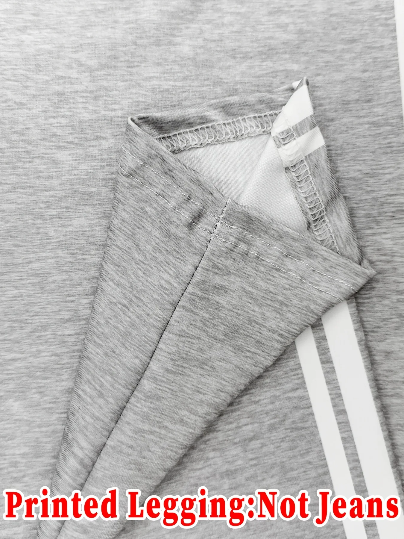 Bedruckte Leggings für Damen, kein Denim-Stoff, Hosen mit aufgesetzter Tasche und Knopfdruck-Design, hochelastisch, modisch, schmal geschnitten, lässig. – Detail 5
