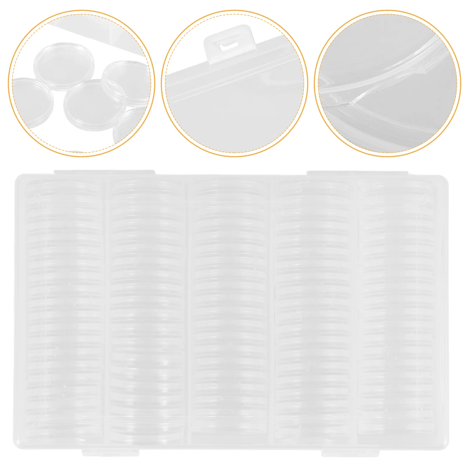 100 Pieces 27mm Coin Capsules Round Plastic Coin Holder Case with Storage Organizer Box for Coins Storage Collection