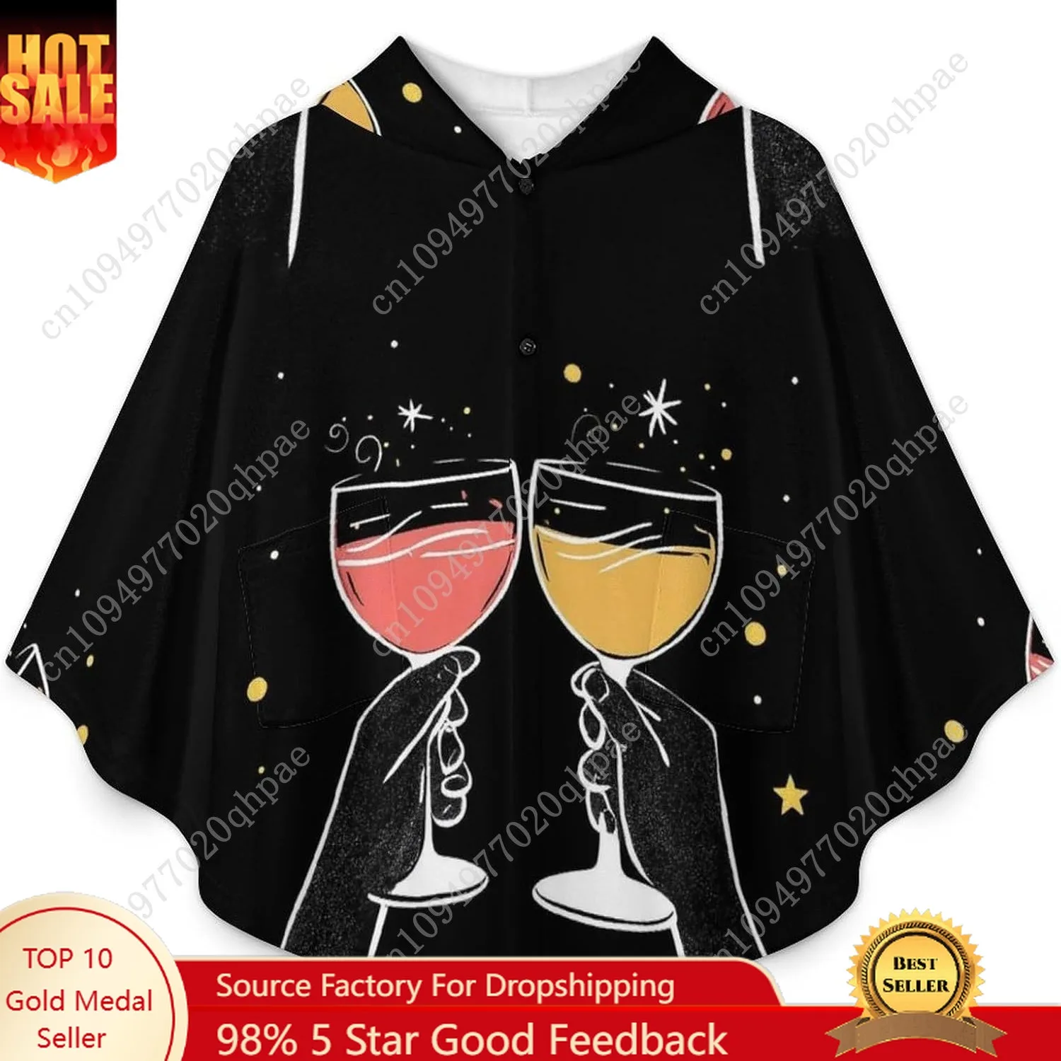 سترة بطانية مريحة من الفلانيل، هوديي كبير الحجم مع نجوم مع جيوب للأطفال والمراهقين #1