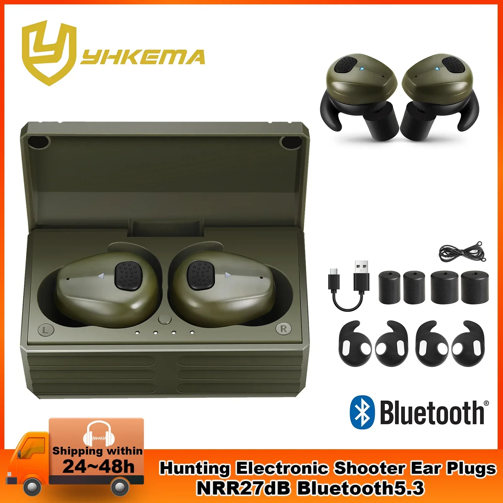 Electronic Shooting NRR27dB Bluetooth5.3 Noise Reduction Earplugs Sound Amplification Noise Cancelling Hearing Protection Earbud