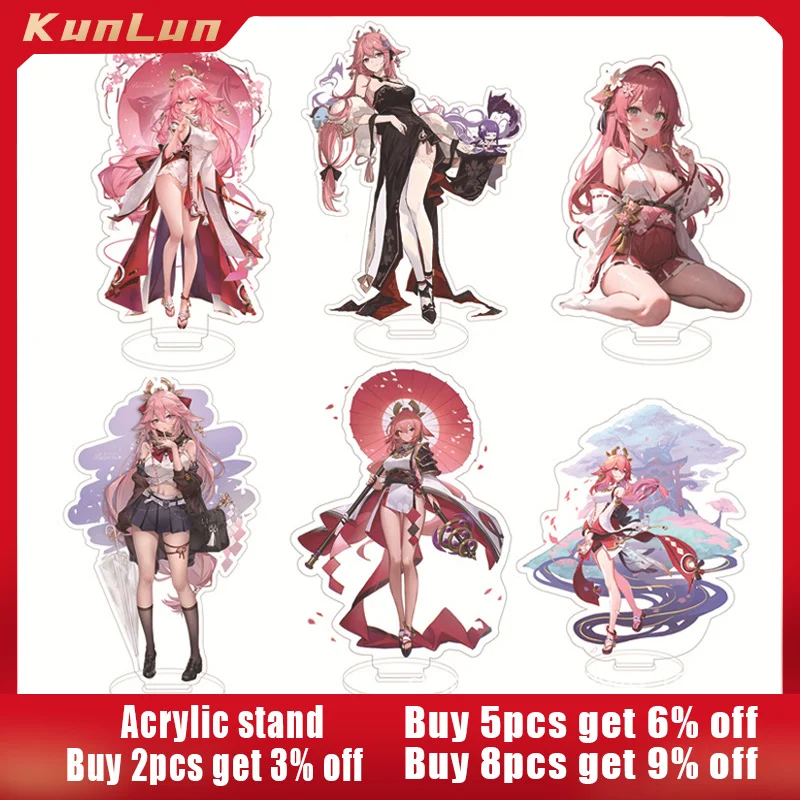 15cm Genshin Impact Yae Miko Acrylic Stand Yae Sexy Girl Action Figure Replic of Game Collectible Desk Ornaments Toys Gifts Boys