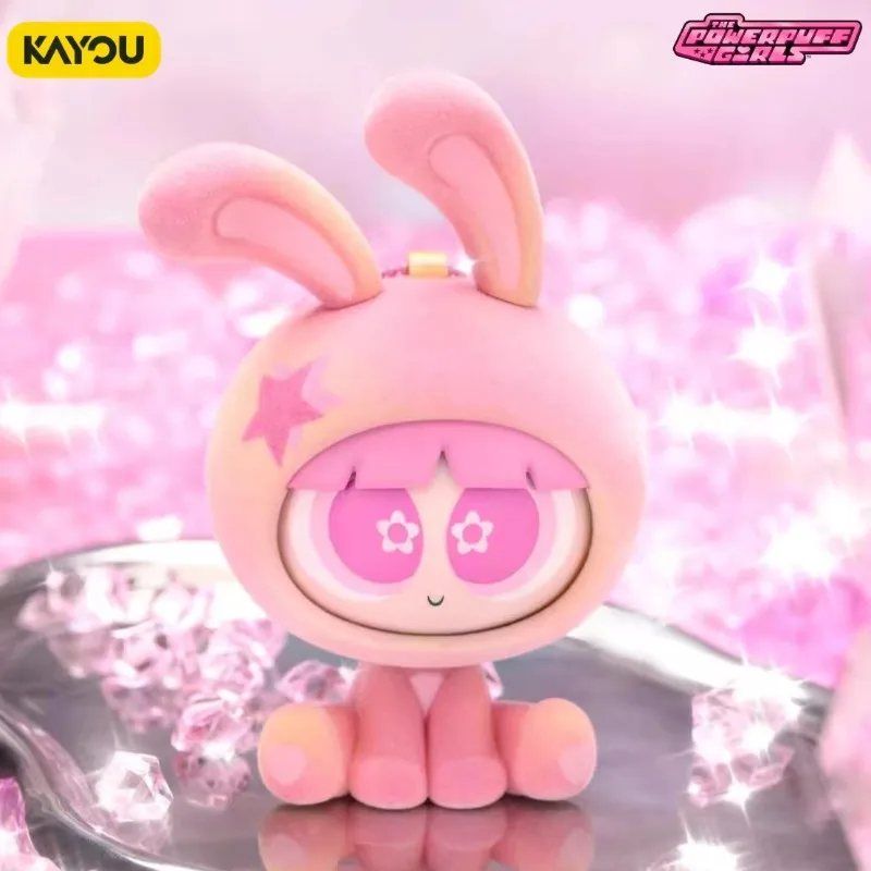 

KAYOU The Powerpuff Girls Season Flocked Doll Blossom Cartoon Keychain Mystery Box Anime Desktop Ornament Toy Gift