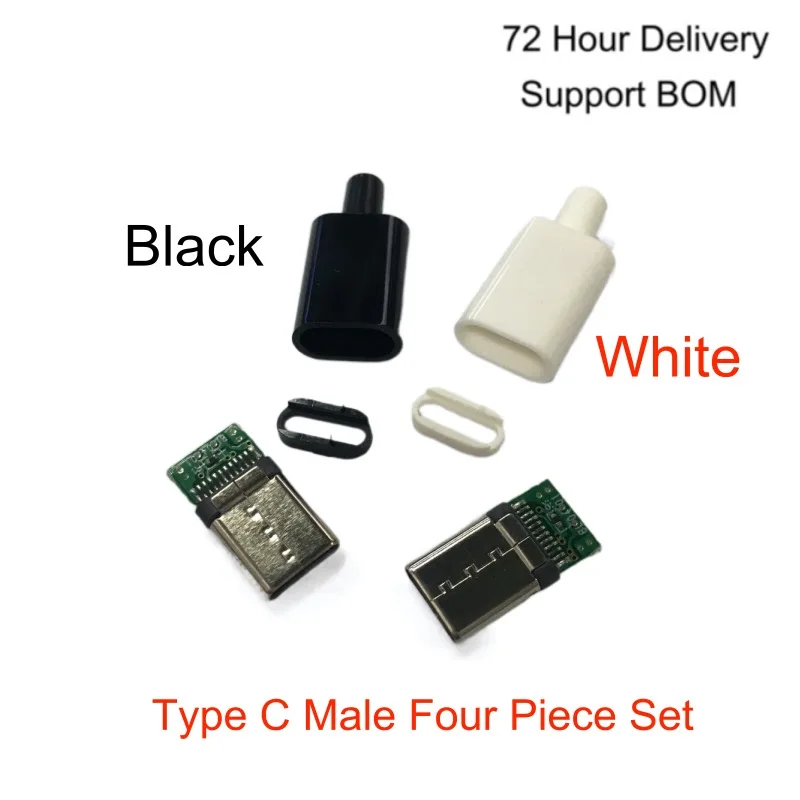 TYPE C 24-Pin Male USB 3.1 Connector Plug 3A Data Fast Charging Socket Electric Terminals Connector Assembly Adapter