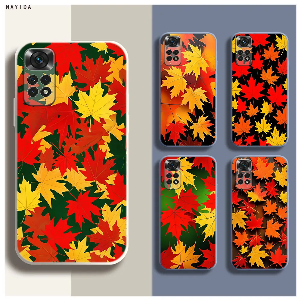 Soft Silicone Phone Case For Xiaomi Redmi Note 12 11 12S Pro Plus 12c 11a 4G 5G Original Cover Maple leaves