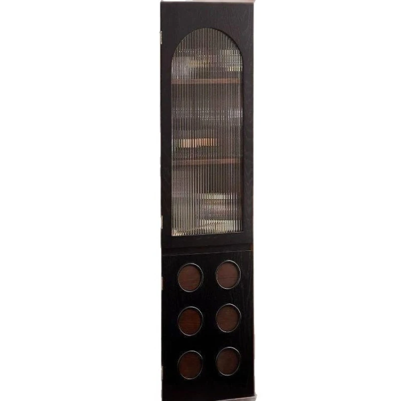 French retro, solid wood corner cabinet, medieval style, living room wall display cabinet