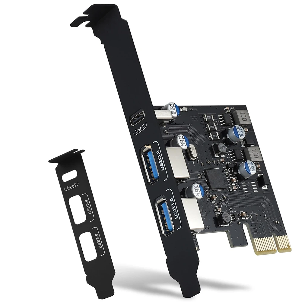 TCE USB PCIE Card 18W Power Delivery, PCI Express 3 Port (Type C, 2 X Type A) PCIe USB 3.0 Fast Charging Card Expansion Card