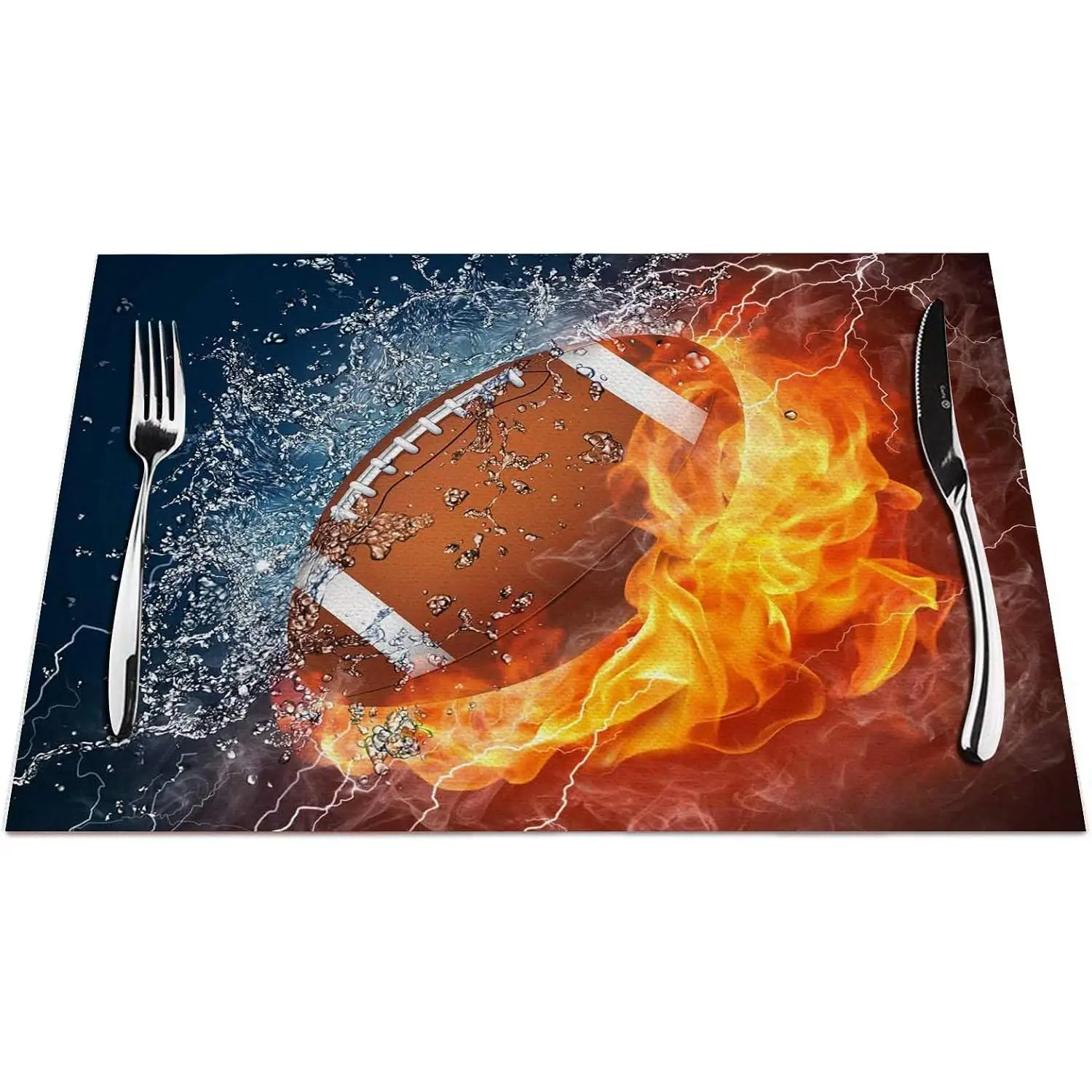 

Набор салфеток для американского футбола из 4 салфеток для горящего духа американского футбола, термостойкий стол, нескользящий, 18x12 дюймов