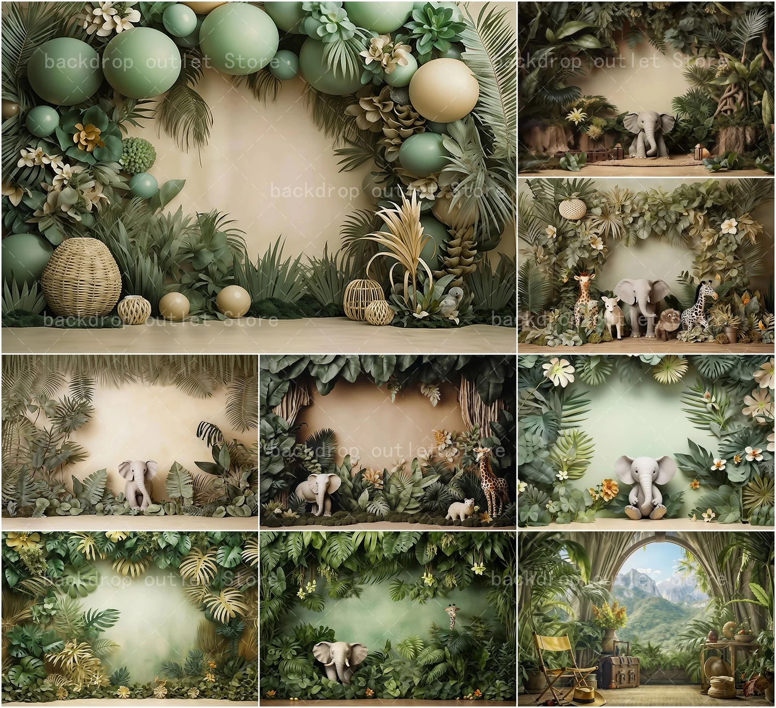 

Mehofond Tropical Jungle Wildlife Photography Background Kids Birthday Party Baby Shower Portrait Photography Backdrop