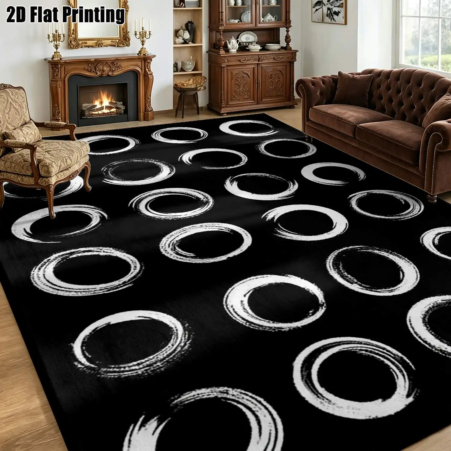 Abstract Interlocking Loop Area Rug Modern Creative Art Printing Carpet Luxury Studio Balcony Porch Floor Cushion