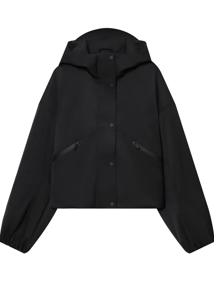 

New 2025 Autumn Women's Faion Loose Fit Hooded Windproof Waterproof Jaet Collar Zipper Closure Color Casual Sle