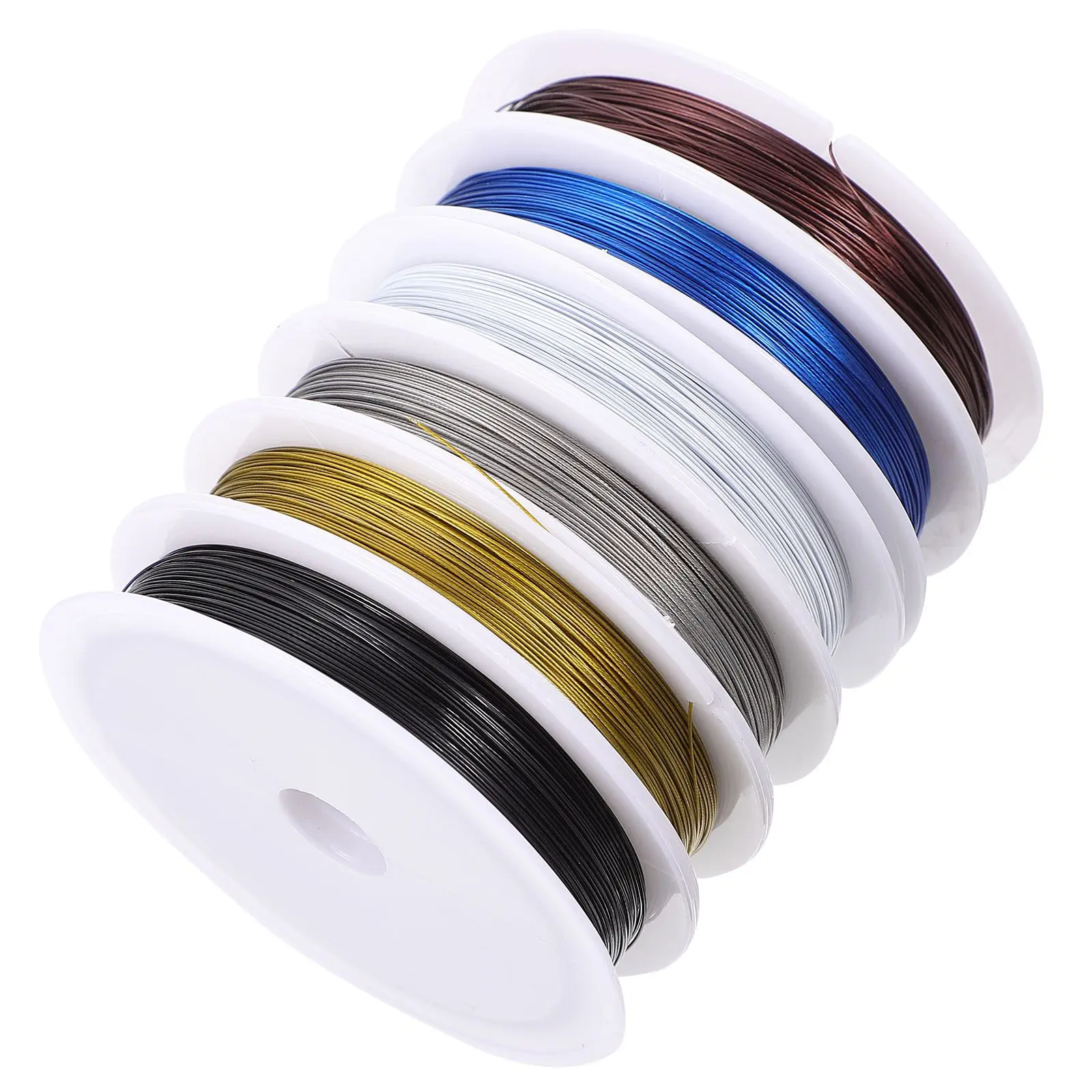 

6 Pcs 0 38mm Rubber Coated Steel Wire Durable Flexible Craft Jewelry Making Bracelet Necklace Cord Copper Beading String Diy
