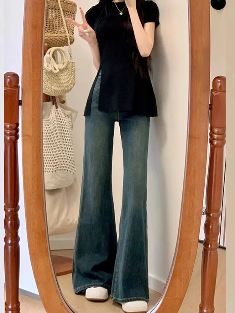 

Большой размер Bla Асимметричный Hem ort Sve Slim Fit Джинсы с высокой талией Комплект больших размеров Faionable Повседневная летняя одежда для больших размеров ...
