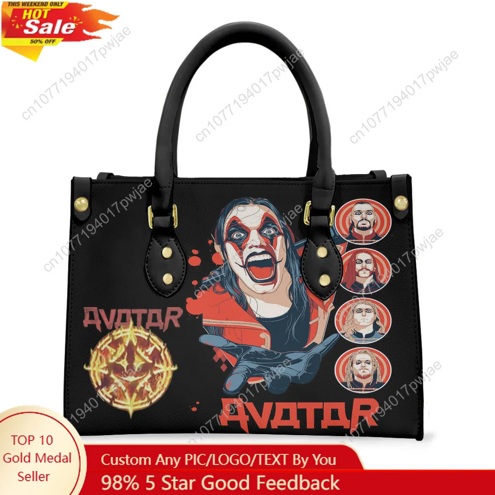 

Avatar Heavy Metal Rock Band Tote Bag Purse Womens Mens Personalized Text Image PU Leather Handbag Business Shopping Gift Bags