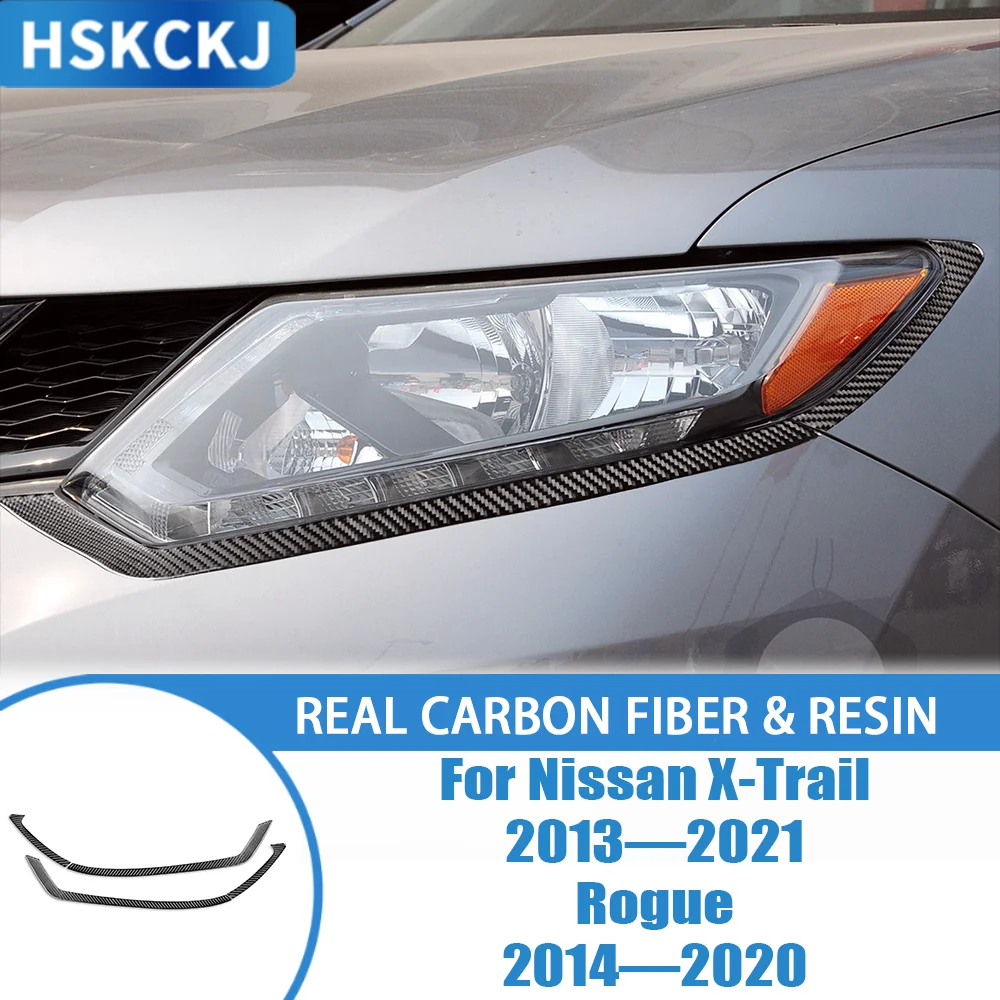 

Carbon Fiber Car Accessories Front Lamp Headlight Eyebrow Eyelid Panel Cover Trim Sticker For Nissan X-Trail Rogue 2013—2021
