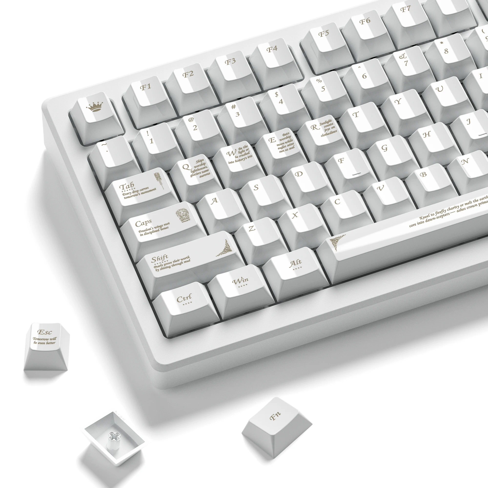 

115 Keys Baroque White Transparent Keycaps Crystal PC Keycap RGB Shine Through Key cap Cherry Profile for MX Switch Keyboard