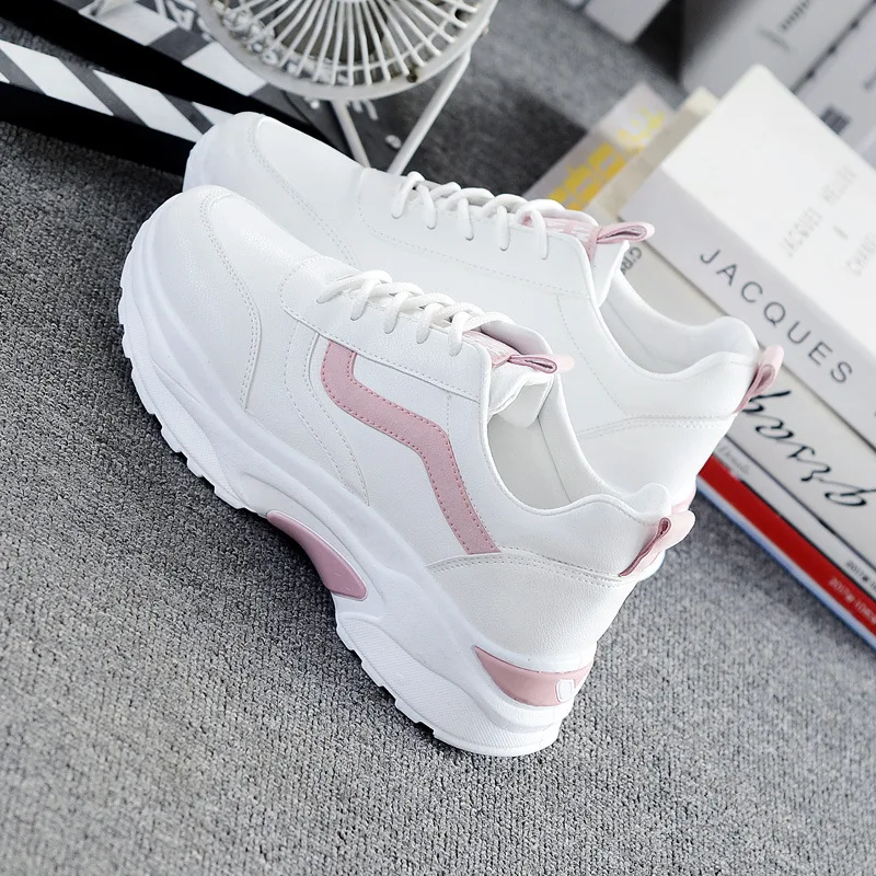 Stylish Women Sports Walking Shoes Student Increasing 5CM Sneakers Youth Girls Cushioning Height Platform Breathable trainers