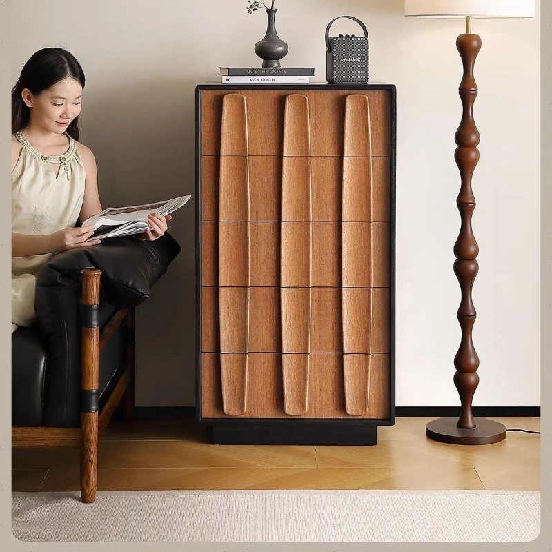 Medieval style chest cabinet, living room against the wall, high-end sense chest of drawers, solid wood locker, storage cabinet,
