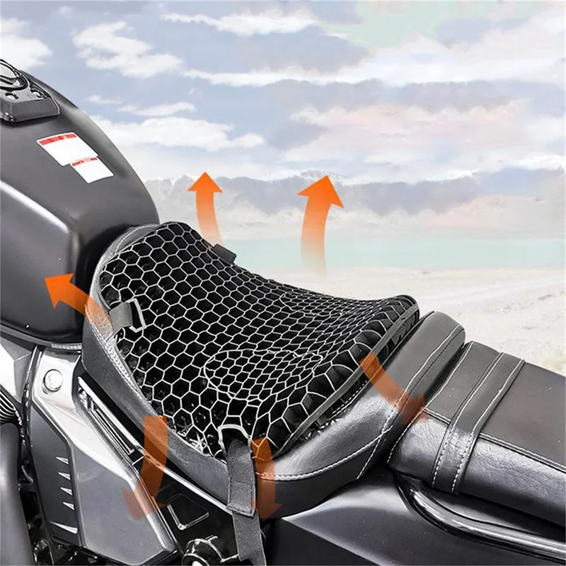 Universal 3D Motorcycle Comfort Gel Seat Cushion Seat Sunscreen Mat Anti Slip Comfort Seat Cover Motorbike Pillow Pad Cover