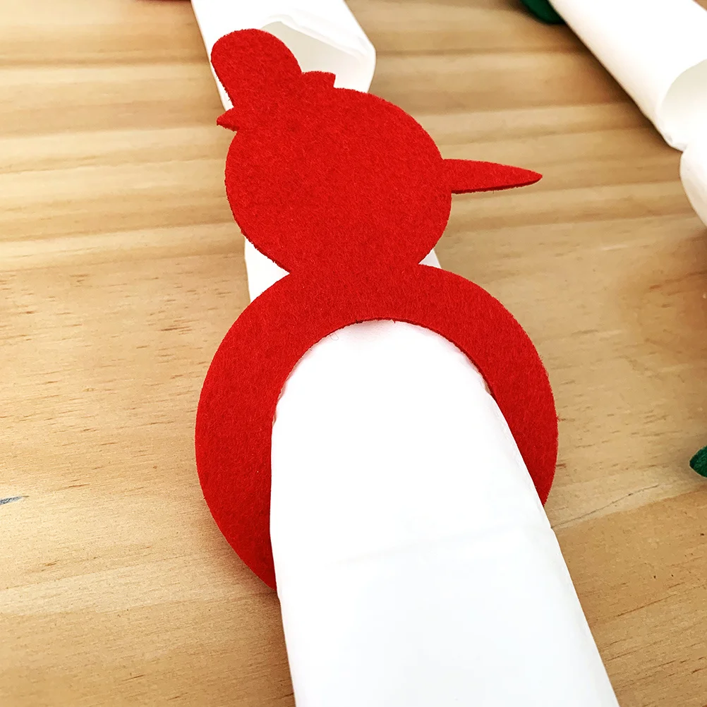 

12Pcs Nonwoven Napkin Rings Christmas Tree Elk Snowman Unique Flavor for Party Dinner Table Napkin Rings