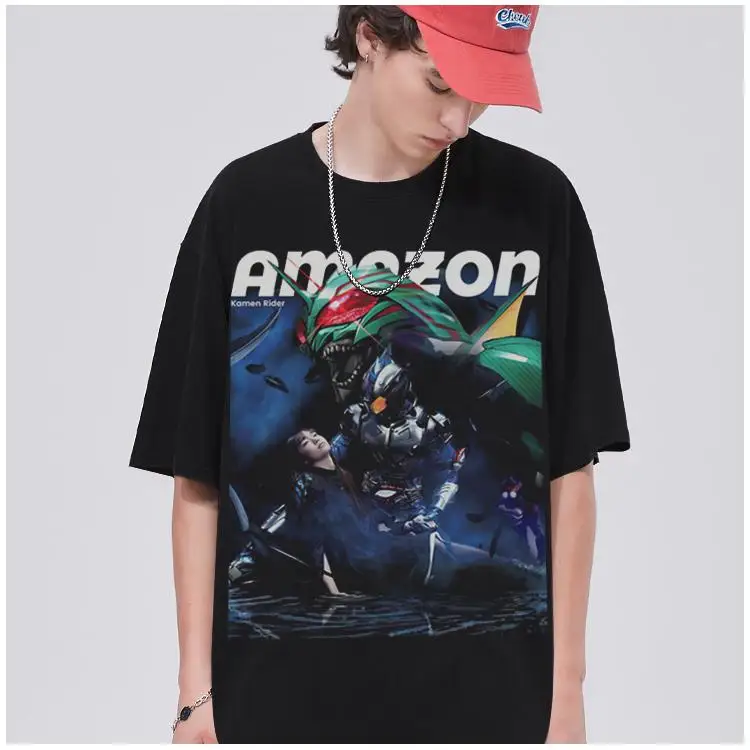 Kamen Knight Shirt Retro Style Japanese Special Photo Unisex Pattern T-shirt Masked Knight Poster Pattern T-shirt Y2k Streetwear