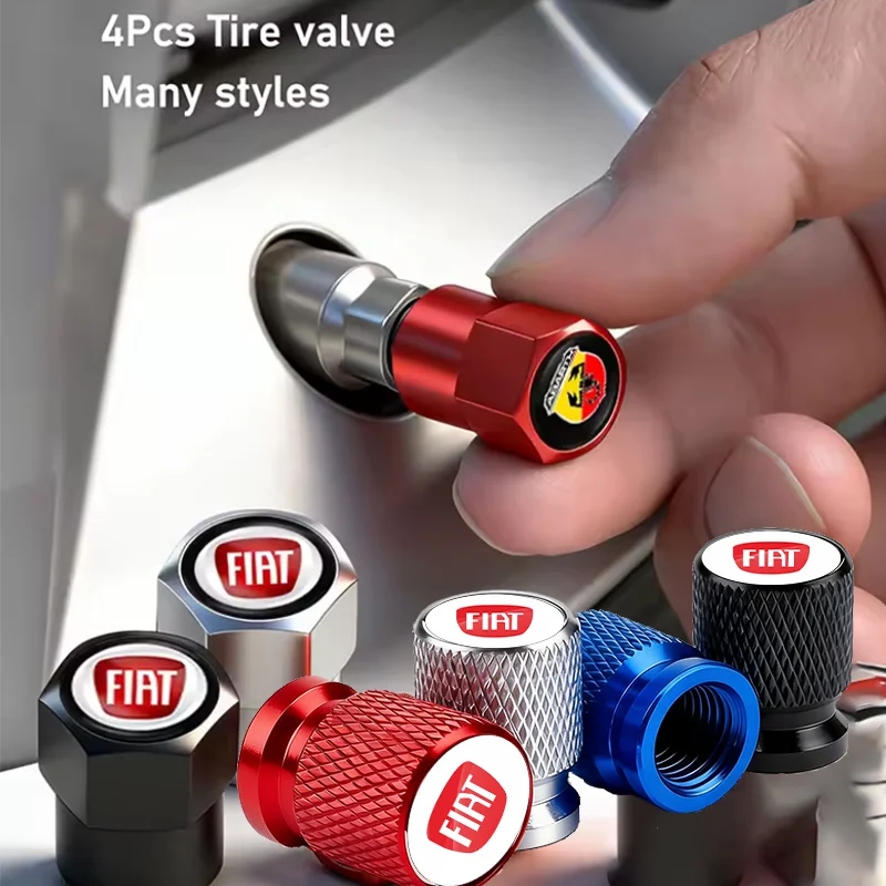 4 Stück 3D Metall-Reifenventilkappen Auto-Reifenluftventilabdeckungen für FIAT Abarth 500 Tipo FR Panda Argo Freemont Viaggio Bravo Punto Doblo