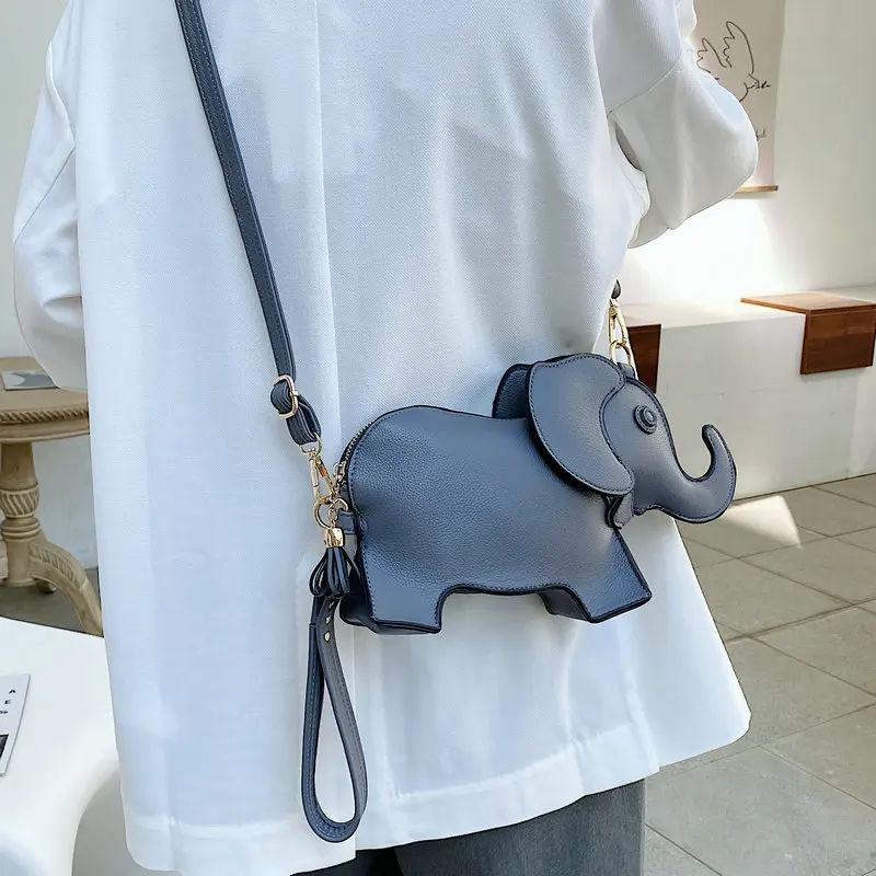 

Cartoon Elephant Print Korean Mini Crossbody - Detachable Hook Charm Cute Purse for Girls Daily Use & Commuting Essentials