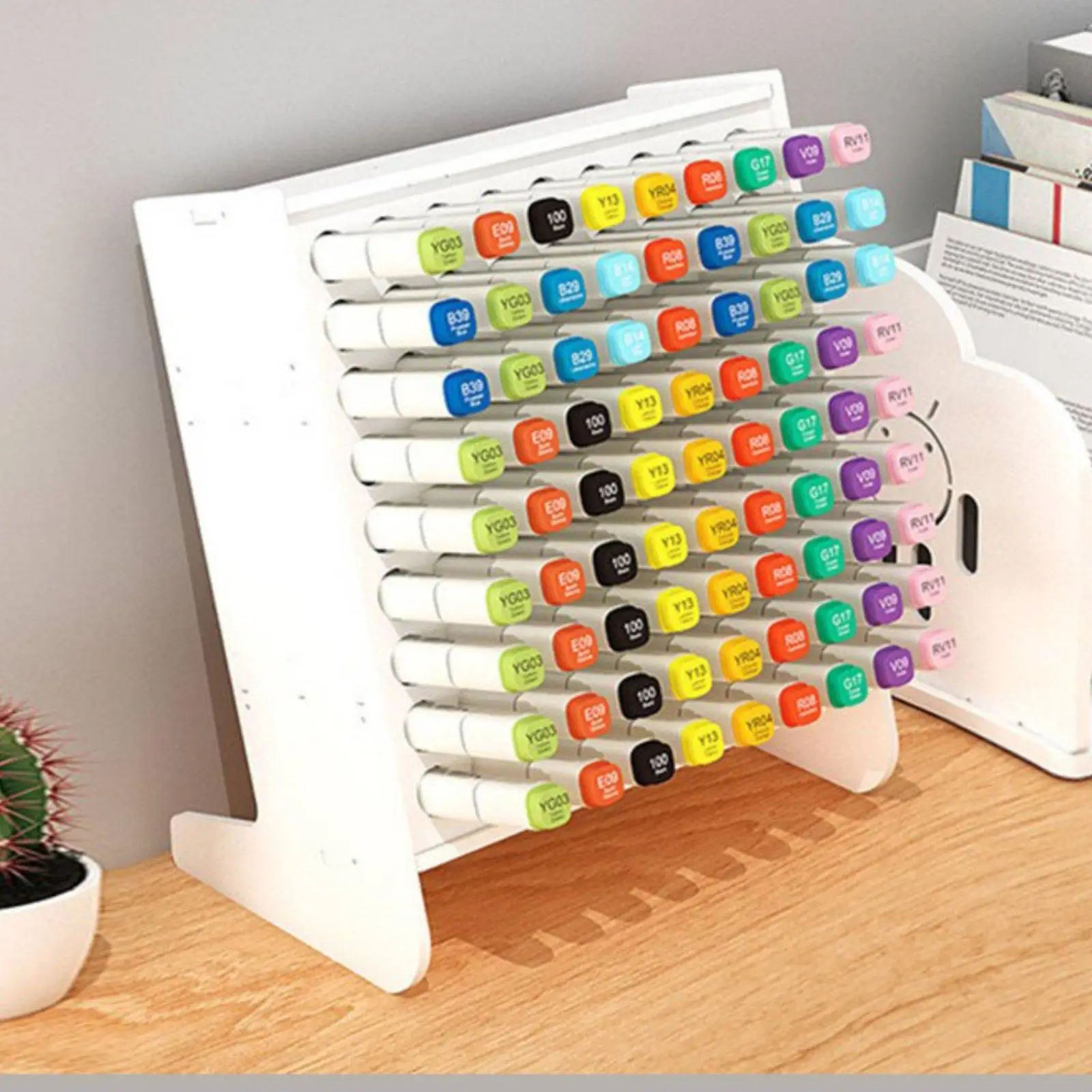 Slanted Marker Organizer Large Capacity Angled Pen Storage Rack Angled Pen Rack for Students Artists Classroom