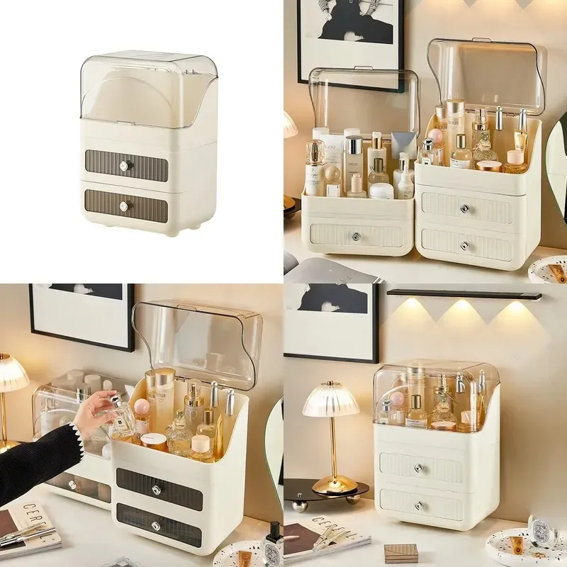 Cosmetics Storage Box Desktop Dust-proof Household Storage Box Lightweight Luxury Dresser Skin Care Rack