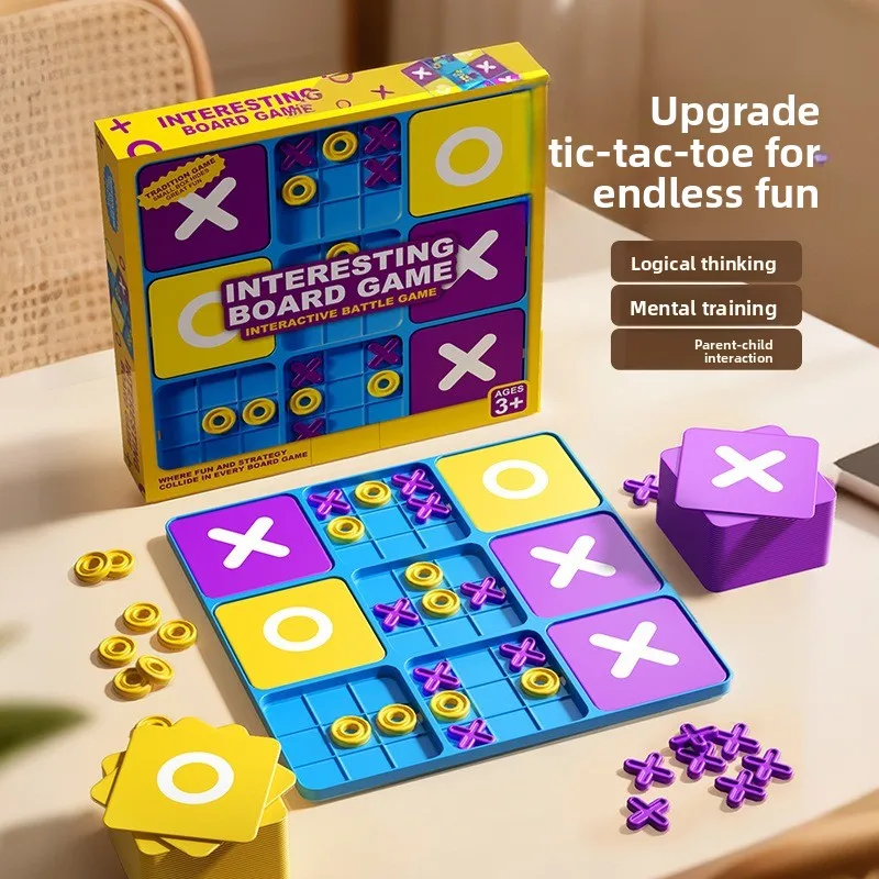 A Nine-Square Xo Tic-Tac-Toe Board Game Suitable for Both Boys and Girls, an Early Education Tabletop Game That Trains Logical T